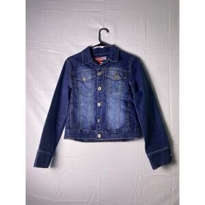 Lazer Jeans Blue Denim Button Up Jean Jacket Chest Pockets Girl's Size 7